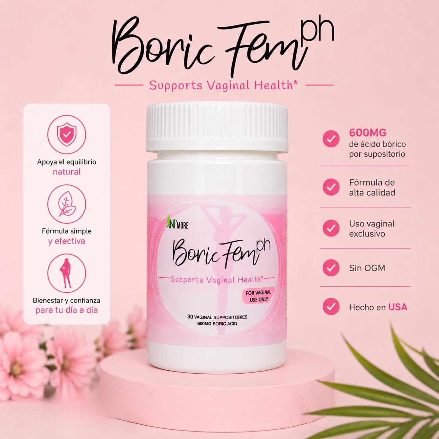 Boric acid vaginal suppository - Boric Fem